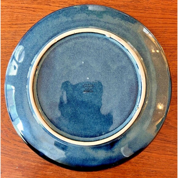 Mudpie Dessert or Cheese Plate Abstract Blue And White 8" Pottery Serving Plate - Picture 4 of 6